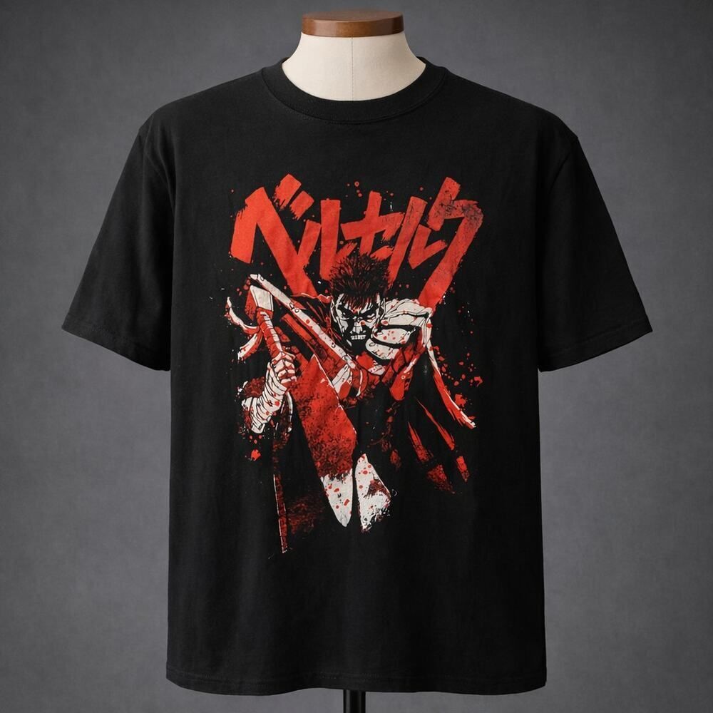 Berserk Bloody Guts Men’s Black Graphic Shirt Size XL Anime